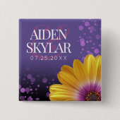 ゴエレガントールデンデイジーとパープルグリッター結婚ズ 缶バッジ (正面)