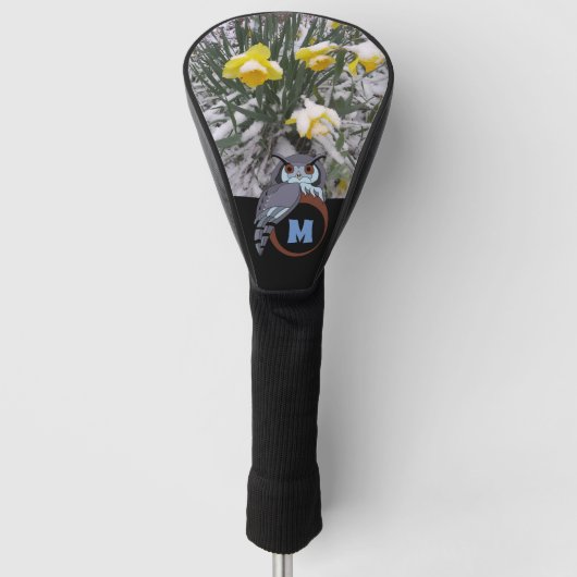 ゴキゴキおじいちゃんフクロウ営巣一文字の卵写真 ゴルフヘッドカバー (正面)