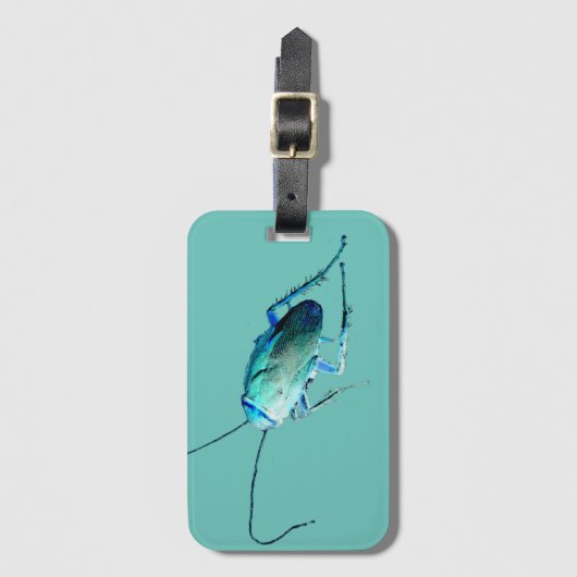 ゴキブリのゴキブリのティール(緑がかった色)と青 ラゲッジタグ (正面縦)