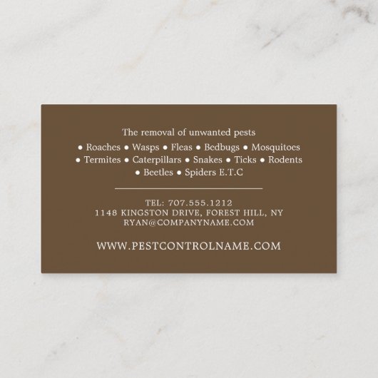 ゴキブリデザイン、害虫駆除 名刺 (裏面)