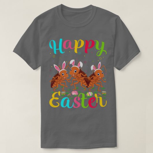 ゴキブリ恋人イースターエッグバニーゴキブリ幸せE Tシャツ (デザイン正面)