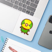 ゴクラクインコ シール (ノートパソコンとiPhone)