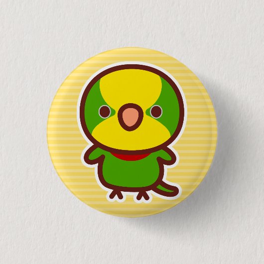 ゴクラクインコ 缶バッジ (正面)