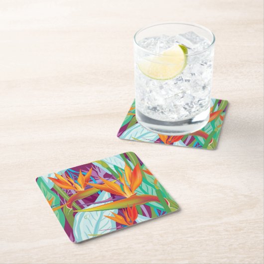 ゴクラクチョウカ属パターン スクエアペーパーコースター (インサイチュ)