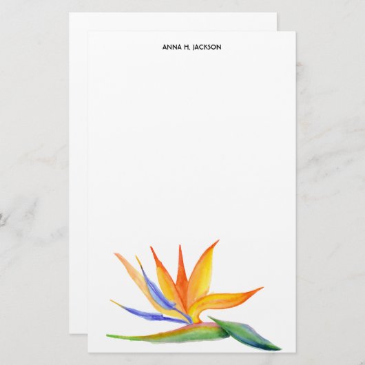 ゴクラクチョウカ属|の黄色い熱帯花の名前をカスタムする 便箋 (正面/裏面)