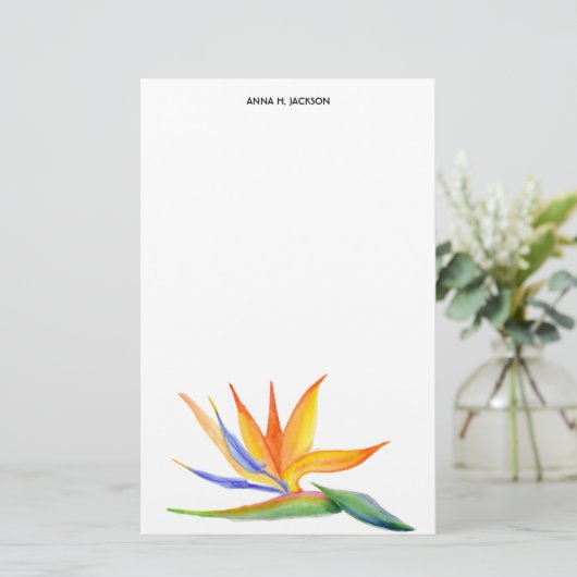 ゴクラクチョウカ属|の黄色い熱帯花の名前をカスタムする 便箋 (スタンド正面)