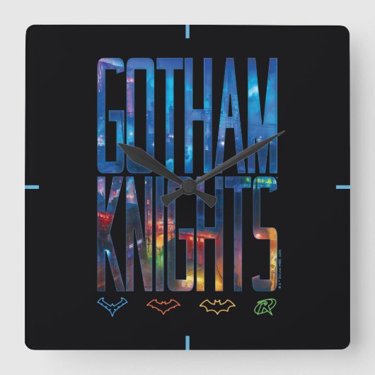 ゴサムナイツシティレタリング スクエア壁時計 (正面)