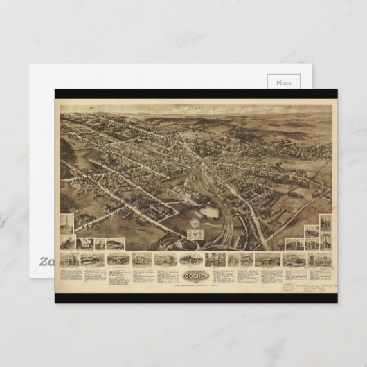 ゴシェンニューヨークのエアロビューマップ(1922年) ポストカード (正面/裏面)