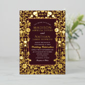 ゴシエレガントックビクトリアン金ゴールド結婚ズ 箔招待状 (立ち正面)