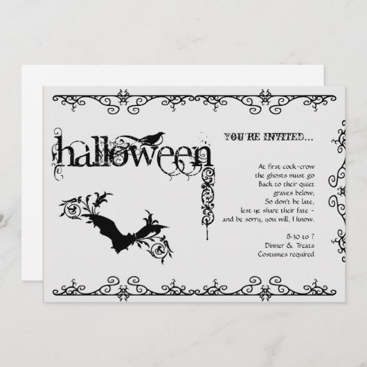 ゴシエレガントック白黒ハローウィンパーティ 招待状 (正面/裏面)