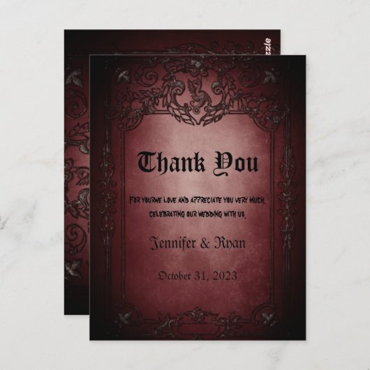 ゴシエレガントック結婚スサンキューカード ポストカード (正面/裏面)