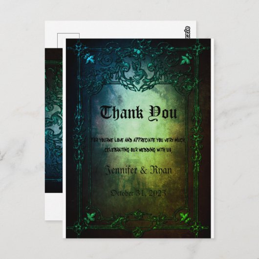 ゴシエレガントック結婚スサンキューカード ポストカード (正面/裏面)