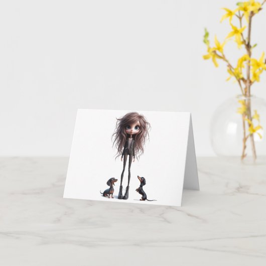 ゴシッおもしろいクウィーナードッグカード カード (黄色い花)