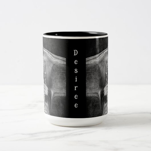 ゴシッおもしろいクヴィンテージ白黒スケルトン ツートーンマグカップ (中央)