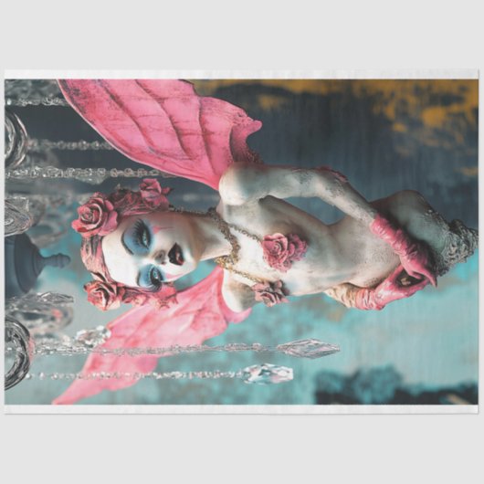 ゴシッお洒落クガーゴイル妖精ピンクの翼 薄葉紙 (正面)