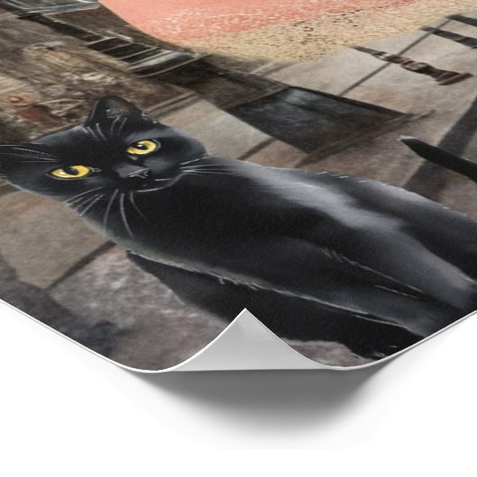 ゴシッお洒落クビクトリアンガール&花模様ロンドン ポスター (角)