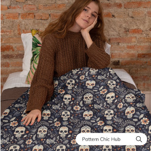 ゴシッお洒落ク糖スカルモダンヴィンテージ フリースブランケット