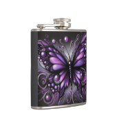 ゴシッお洒落ク蝶パープルブラックカラフル フラスク (右)