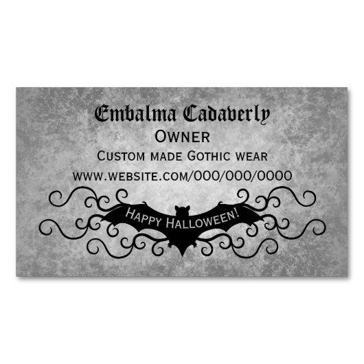 ゴシッかわいらしクこうもりオングランジグレーノベルティ マグネット名刺 (正面)