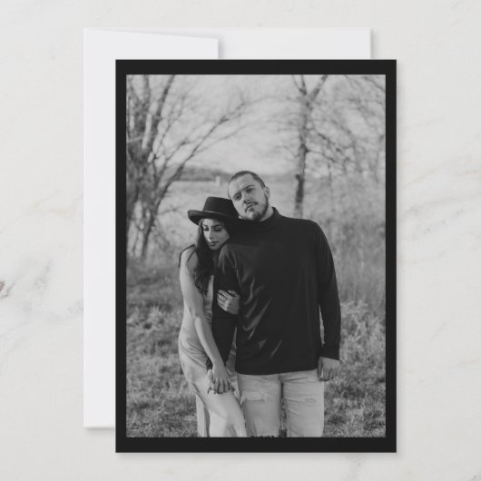 ゴシッはっきりしたク黒フローラ死まで日付を保存 招待状 (裏面)