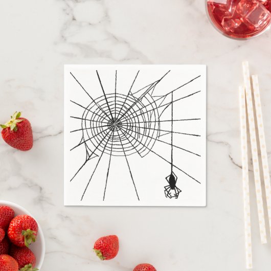 ゴシッぶら下がったクのハロウィーンくもの巣のクモ スタンダードカクテルナプキン (インサイチュ)