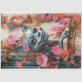 ゴシッよくはしゃぐクガーゴイエレピンクフローラデコパージュ 薄葉紙 (正面)