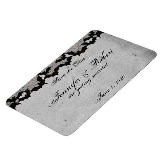 ゴシッエレガントクこうもりレースポシュウェディング日付を保存 マグネット (左側)