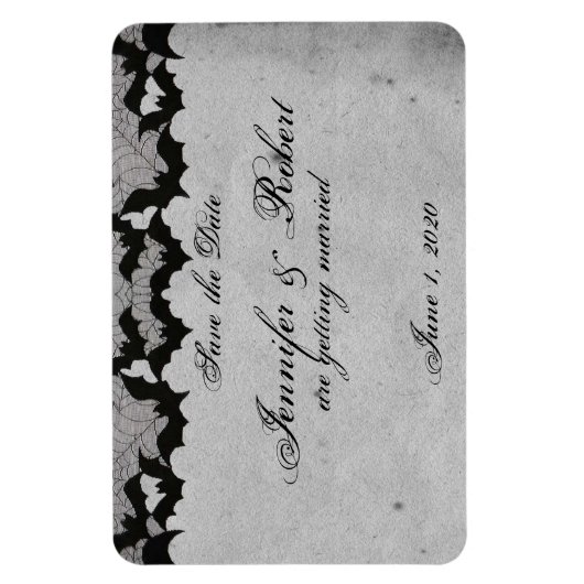 ゴシッエレガントクこうもりレースポシュウェディング日付を保存 マグネット (縦)