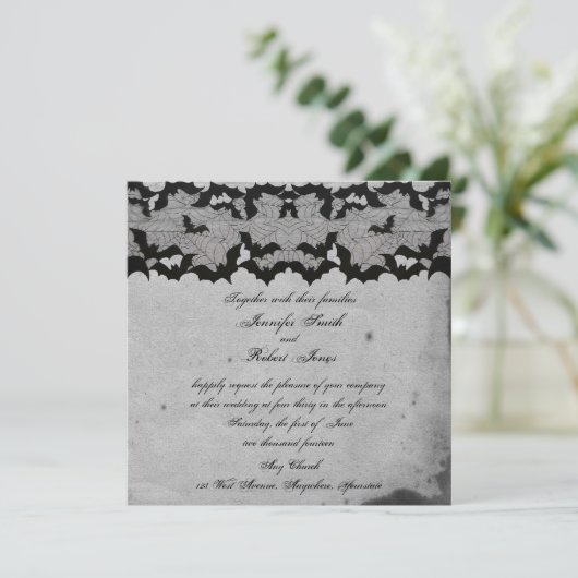 ゴシッエレガントクこうもりレースポー結婚式招待状 招待状 (スタンド正面)