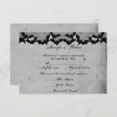 ゴシッエレガントクこうもりレースポ結婚スの応答カード 出欠カード (正面/裏面)