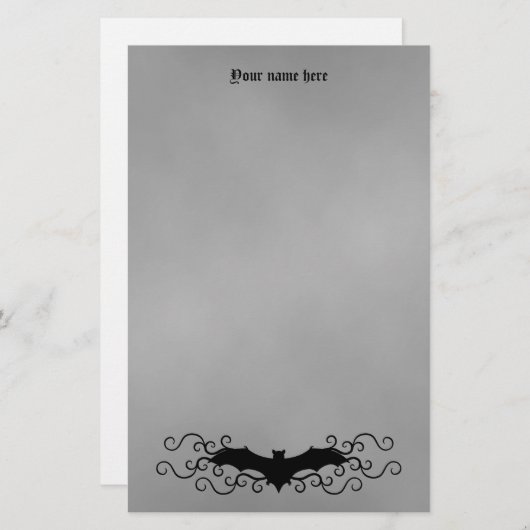 ゴシッエレガントクのハロウィーンこうもりと灰色の渦巻き 便箋 (正面/裏面)