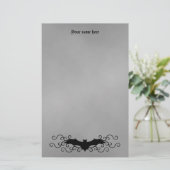 ゴシッエレガントクのハロウィーンこうもりと灰色の渦巻き 便箋 (スタンド正面)