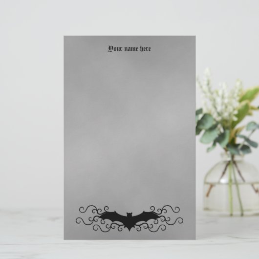 ゴシッエレガントクのハロウィーンこうもりと灰色の渦巻き 便箋 (スタンド正面)
