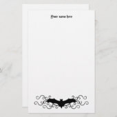 ゴシッエレガントクのハロウィーンこうもりと白い渦巻き 便箋 (正面/裏面)