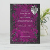 ゴシッエレガントクのハロウィーン紫結婚式招待状 招待状 (スタンド正面)