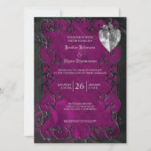 ゴシッエレガントクのハロウィーン紫結婚式招待状 招待状 (正面)