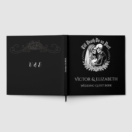 ゴシッエレガントクの死まで黒と白結婚の ゲストブック (全面)