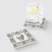 ゴシッエレガントクの白黒スカルダマスク ストーンコースター (横)