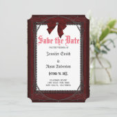 ゴシッエレガントクの赤いバラは日付を保存 招待状 (スタンド正面)