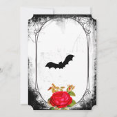 ゴシッエレガントクの赤いバラは日付を保存 招待状 (裏面)