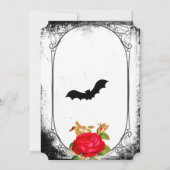 ゴシッエレガントクの赤いバラは日付を保存 招待状 (裏面)