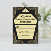 ゴシッエレガントクの黒と金ゴールドの応答カード 出欠カード (スタンド正面)