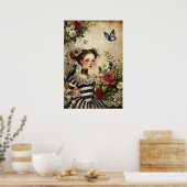 ゴシッエレガントクガール&レイヴンインバラガーデン ポスター (キッチン)