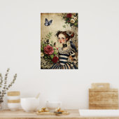 ゴシッエレガントクガール&レイヴンインバラガーデン ポスター (キッチン)