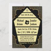 ゴシッエレガントクゴールデンQRコード結婚式招待状 招待状 (正面)