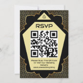 ゴシッエレガントクゴールデンQRコード結婚式招待状 招待状 (裏面)