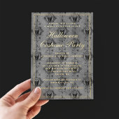 ゴシッエレガントクスカルハロウィーンの衣装パーティー 箔招待状