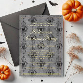 ゴシッエレガントクスカルハロウィーンの衣装パーティー 箔招待状