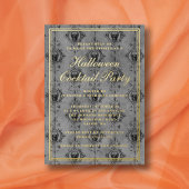 ゴシッエレガントクスカルハロウィーンカクテルパーティー金ゴールド 箔招待状