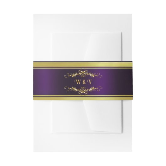 ゴシッエレガントクパープルと金ゴールド 招待状ベリーバンド (正面例)